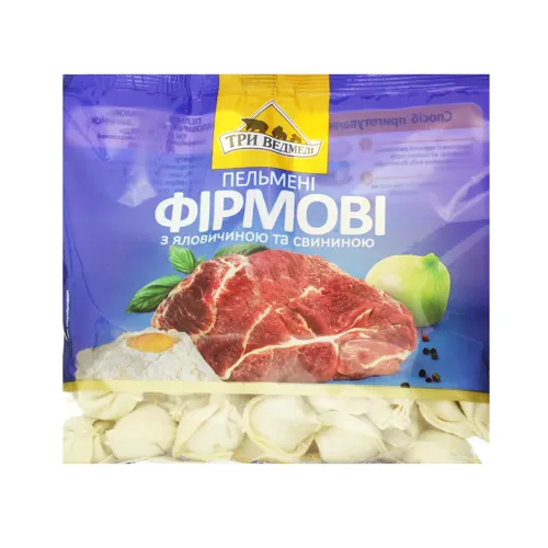 Пельмені з яловичиною і свининою Фірмові Три ведмеді м/у 400г