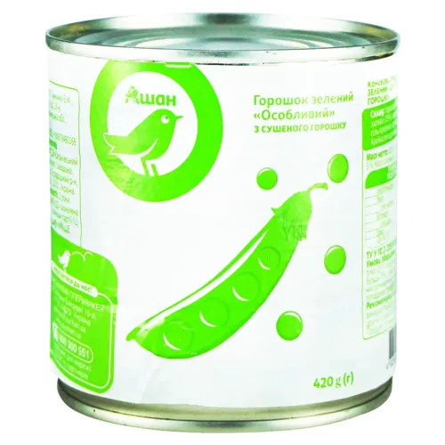 Горошок зелений в залізній банці