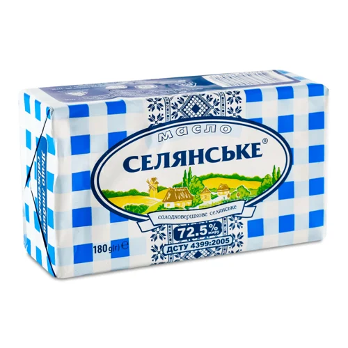 Масло Селянське солодковершкове селянське 72,5%, 180 г