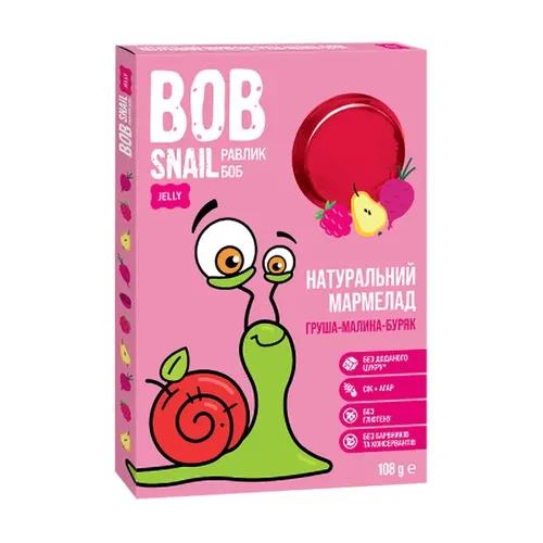 Мармелад Bob Snail груша-малина-буряк без цукру 108г