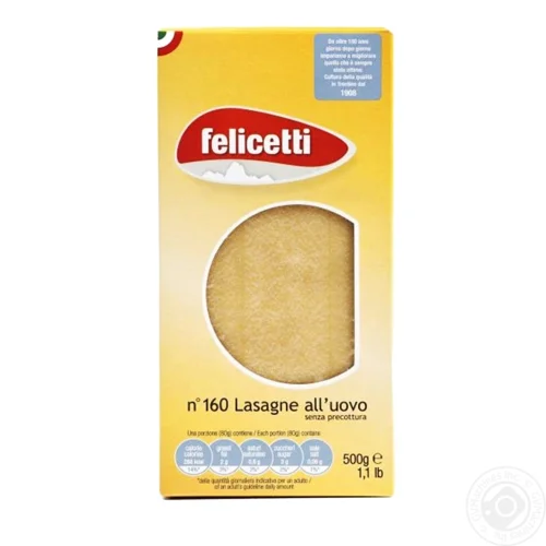 Макаронні вироби Felicetti лазанья з яйцем 500г
