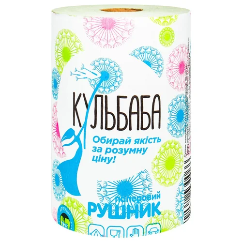 Рушники паперові Кульбаба одношарові 80м