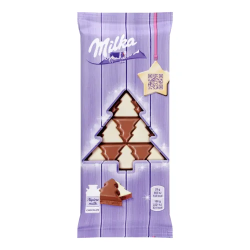 Шоколад молочний з білим шоколадом у вигляді ялинок Sweet Winter Milka м/у 100г