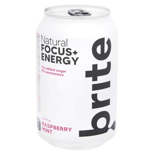 Напій енергетичний Brite Natural зі смаком малини та м'яти газований 0,33л