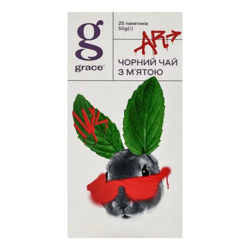 Чай чорний з м'ятою Grace! картонна упаковка 25х2г