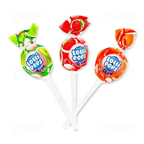 Карамель Roshen Lollipops Gum фруктовий мікс, кг