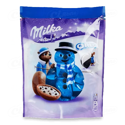 Шоколад фігурний «Milka» яйця з молочною начинкою зі шматочками печива Oreo, 86г