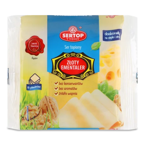 Сир Плавлений Вищого Ґатунку Sertop Золотий Ементаль, 20%, У Пласт