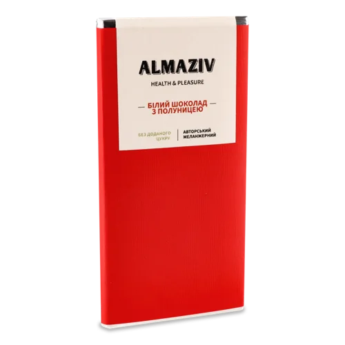 Шоколад Білий З Полуницею Almaziv Вищого Ґатунку, 80г