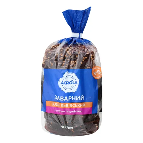 Хліб заварний з сиром та цибулею нарізний Львівський Agrola м/у 400г