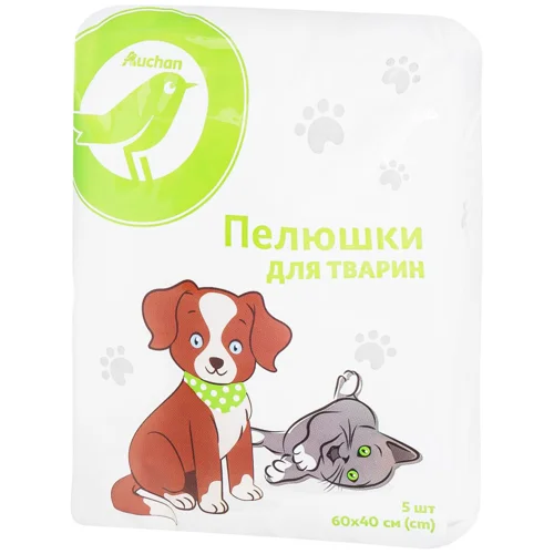 Пелюшки Auchan для тварин 60x40см 5шт