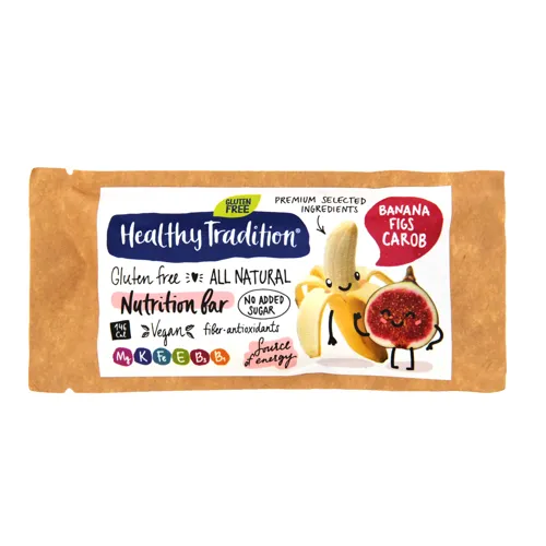 Батончик поживний «Банан-інжир-кероб» Healthy Tradition 34г