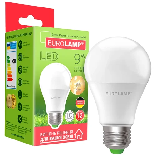 Лампа Eurolamp LED А60 3000K Е27 9Вт