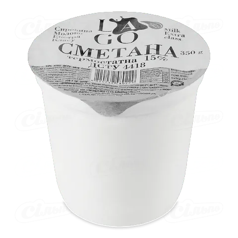 Сметана Lago термостатна 15%, 350г