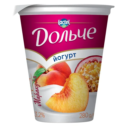 Йогурт 3.2% Персик-маракуйя Дольче ст 280г
