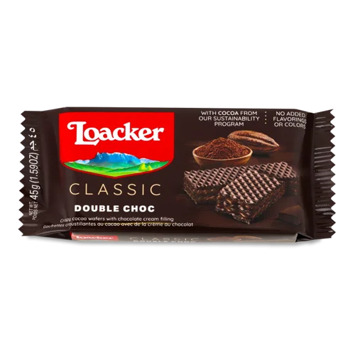 Вафлі Double Choc Вищого Ґатунку Loacker, 45г