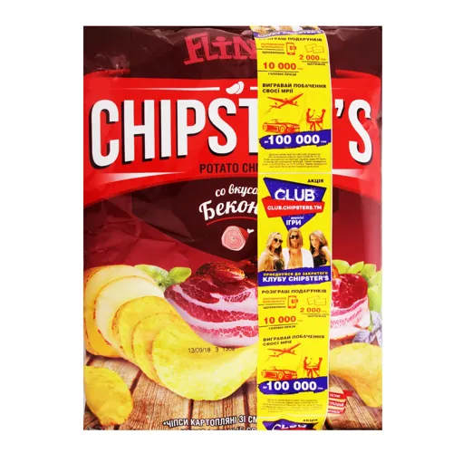 Чіпси картопляні зі смаком бекону Chipster`s Flint м/у 130г