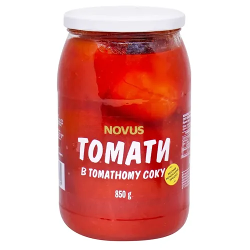 Томати Novus неочищені в томатному соку стерилізовані 920г