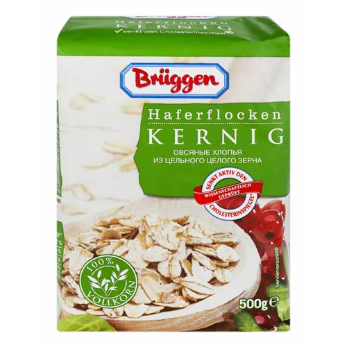 Вівсяні пластівці Bruggen Haferflocken Kernig з цільного зерна 500г
