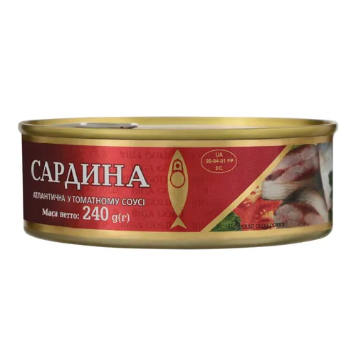 Сардина атлантична у томатному соусі Рижское золото 240г