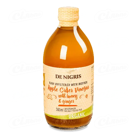 Оцет De Nigris яблучний з медом і імбиром органічний, 500мл