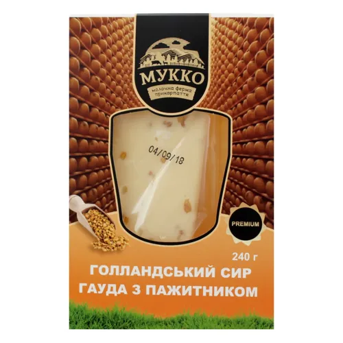 Сир 49.3% голландський з пажитником Гауда Мукко к/у 240г