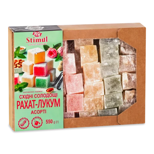 Рахат-Лукум Асорті, Вищого Ґатунку, Картонна Упаковка, 550г