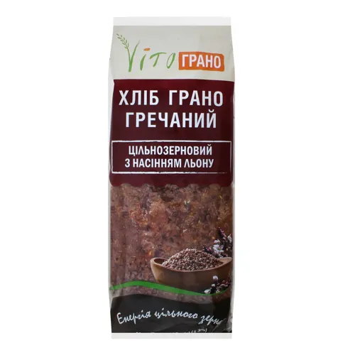Хліб цільнозерновий з насінням льону Грано гречаний Vito Грано м/у 400г