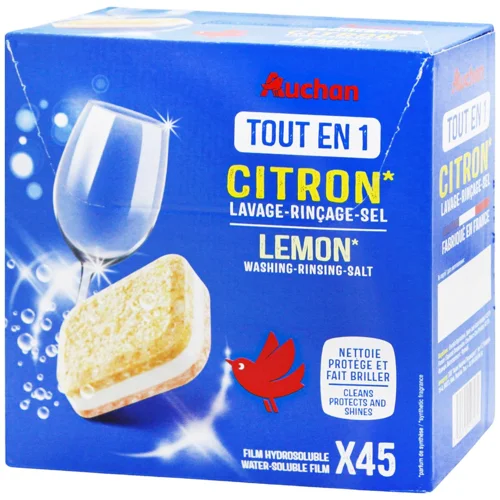 Таблетки для посудомийної машини Auchan Tablets All-in-1 Лимон 45шт