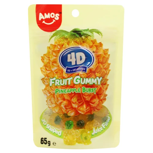 Цукерки Amos 4D Pineapple Burst у формі ананаса 65г