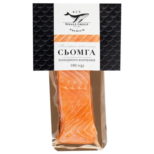 Сьомга К.І.Т холодного копчення, шматок зі шкурою, 180г