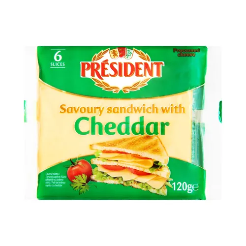 Сир плавлений 40% для сендвічів Cheddar President м/у 120г