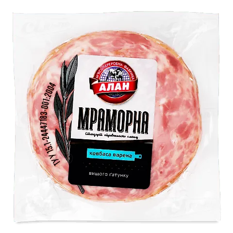 Ковбаса «Алан» «Мраморна» вищого ґатунку м'ясна варена, кг