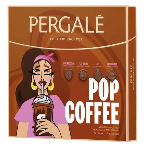 Цукерки Pergale Pop Coffee Асорті в молочному шоколаді 115г