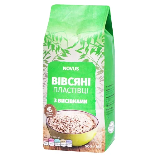 Пластівці вівсяні Novus Фітнес з висівками 500г