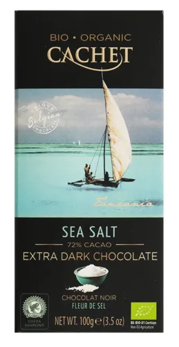 Шоколад CACHET чорний 72% з морською сіллю 100г