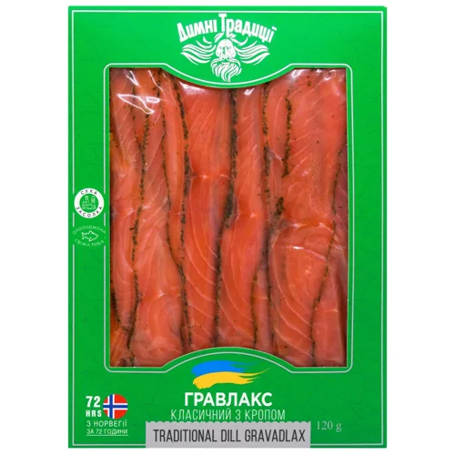 Гравлакс Димні Традиції Класичний з кропом нарізка 120г