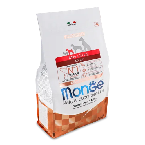 Корм сухий для дорослих собак дрібних порід з лососем та рисом Monoprotein Natural superpremium, м/у 2.5кг