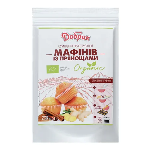 Суміш для приготування мафінів з прянощами органічна Добрик д/п 250г