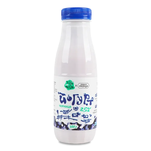Йогурт 2.5% Чорниця Villa Milk п/пл, натуральний, 300г