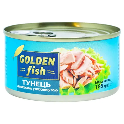 Тунець Golden Fish шматками у власному соку 185г