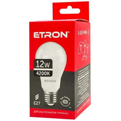 Лампа Etron світлодіодна A65 12W E27 4200K