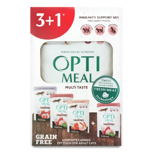 Корм Вологий Для Дорослих Кішок Multi Taste Optimeal, к/у, 4х85г