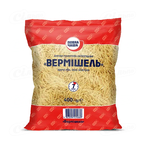 Вироби макаронні «Повна Чаша»® Вермішель, 0,4кг