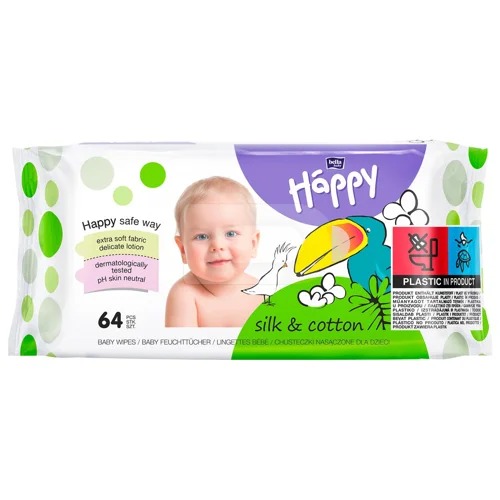 Серветки вологі Bella Happy дитячі з екстрактом шовку та бавовни 64шт