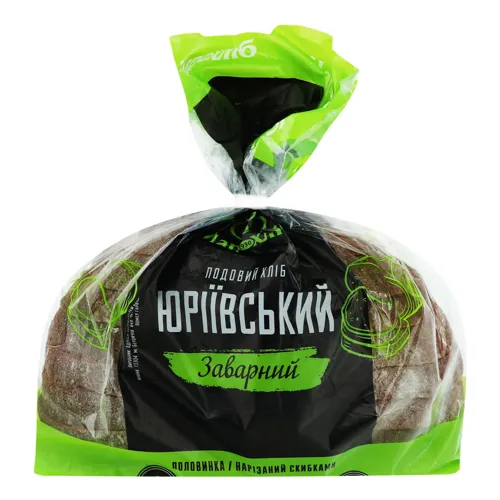 Хліб подовий половинка в нарізці Юріївський Заварний Цар хліб м/у 300г