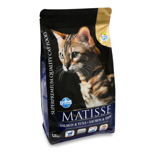 Корм сухий повнораціонний для дорослих котів Salmon&Tuna Matisse Farmina, в/к, 1.5кг
