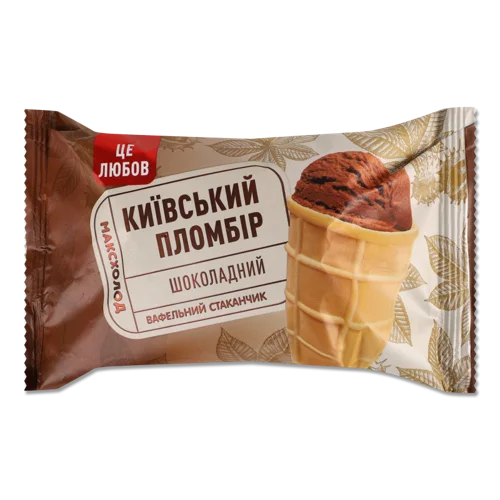 Морозиво 12% Пломбір У Вафельному Стаканчику Шоколадний, 80г