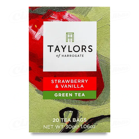 Чай зелений Taylors of Harrogate з полуницею та ваніллю, 20*1,5г