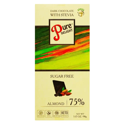 Шоколад чорний Pure Delight з мигдалем без цукру 90г